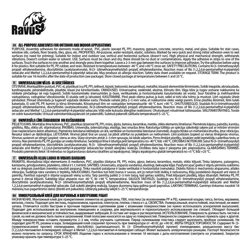 Līme komplekti Ravus Ultimate, 0.29 l, balta krās.