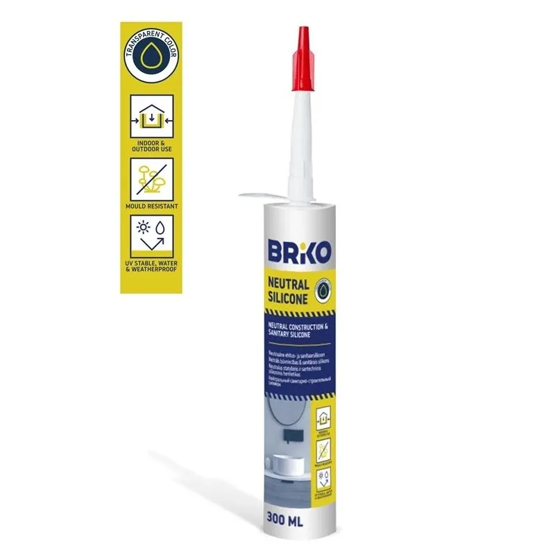 Hermētiķis Briko Neutral Silicone, 300 ml, caurspīdīga krās.