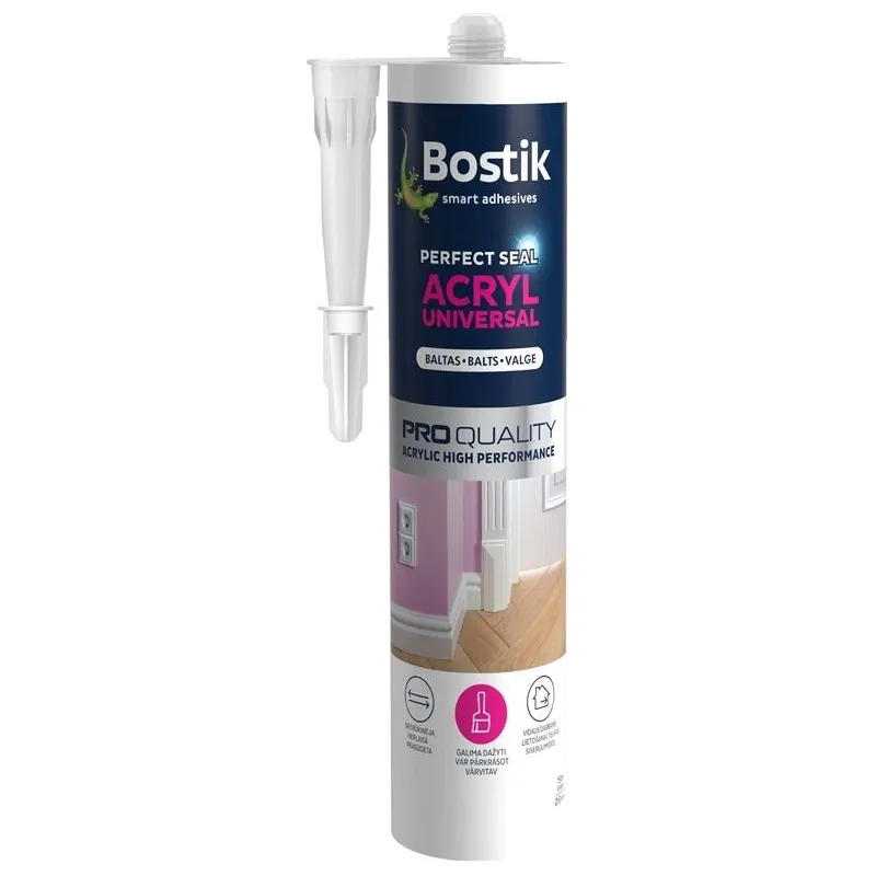 Akrila hermētiķis Bostik, 0.28 l, balta krās.