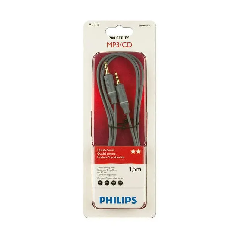 Laidas Philips Kaabel 3.5mm-3.5mm 1.5m SWA4522S 3.5mm Male ,vyriška,, 3.5mm Male ,vyriška,