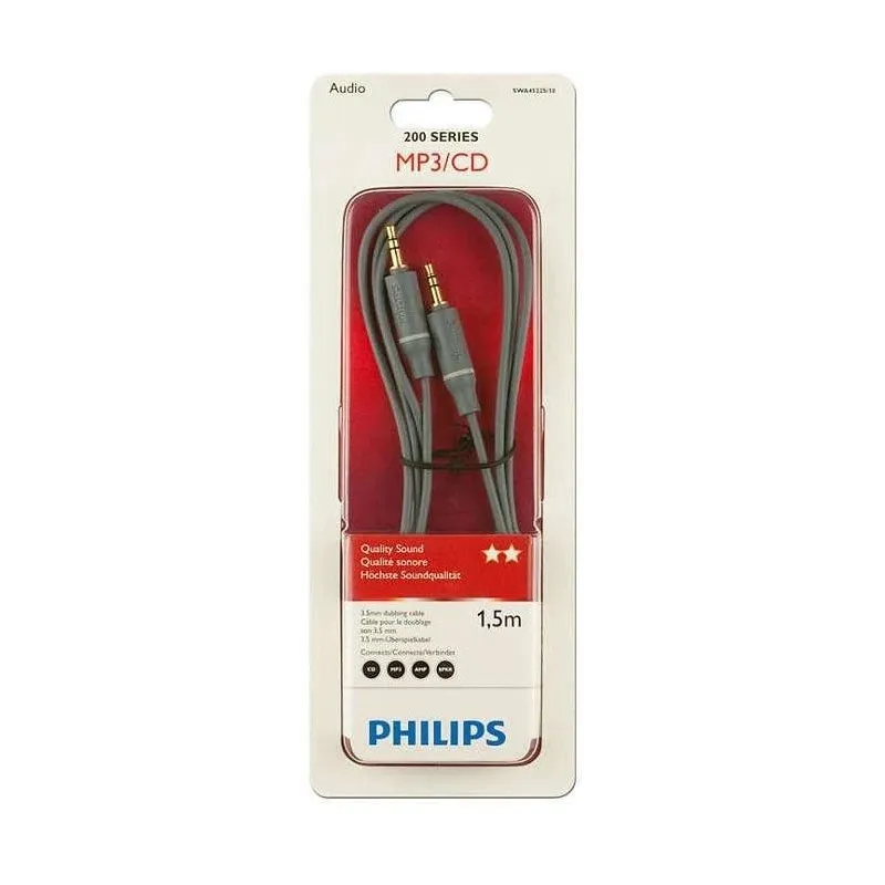 Laidas Philips Kaabel 3.5mm-3.5mm 1.5m SWA4522S 3.5mm Male ,vyriška,, 3.5mm Male ,vyriška,