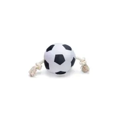 Dog toy football with rope blck white 36