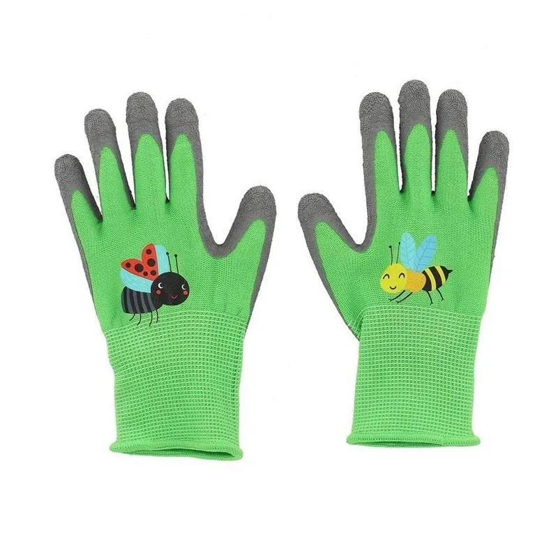 Перчатки, детские KG265, текстиль-латекс, зеленый цв.