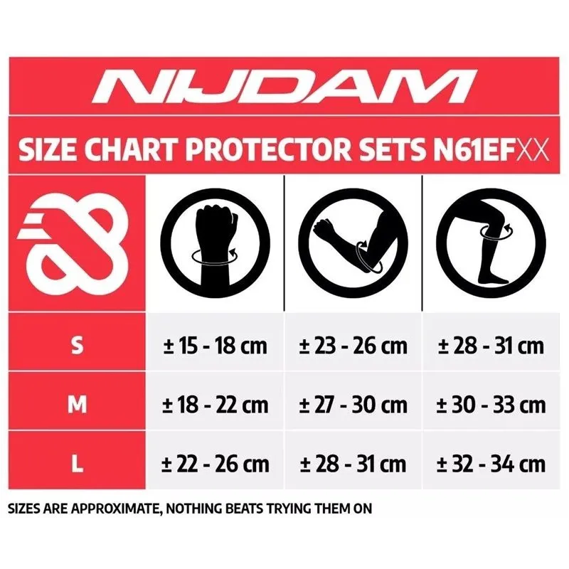 Slidotāju aizsardzības komplekts Nijdam N61EF01, M, melna krās.