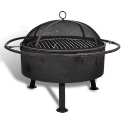 vidaXL Uguns mērogā mēness Melna 82 x 82 x 64 cm Tērauds