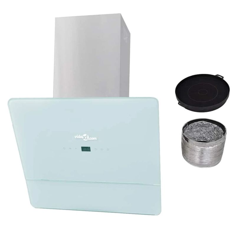 vidaXL tvaiku nosūcējs, rūdīts stikls, balts, 600 mm