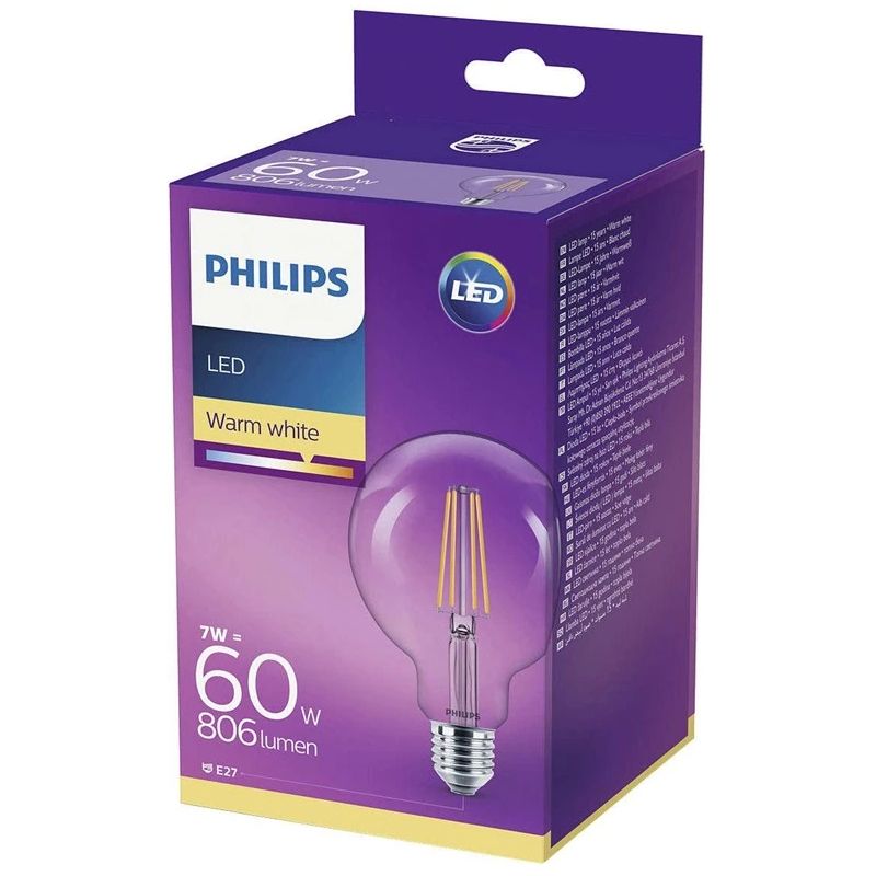 LED spuldze PHILIPS. G93. E27. 6 W. 806 lm. 2700 K