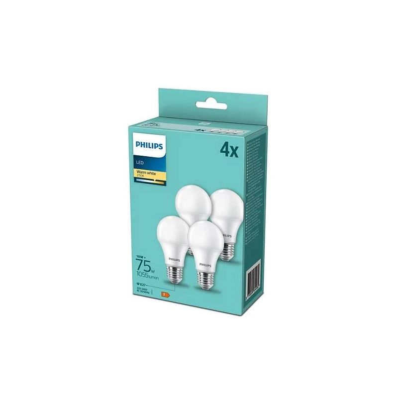 Spuldze Philips LED. A60. 2700 °K. E27 10 W 1055 lm 4 gab