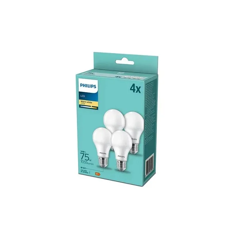 Lemputė Philips LED. A60. 2700 °K. E27. 10 W. 1055 lm 4 vnt