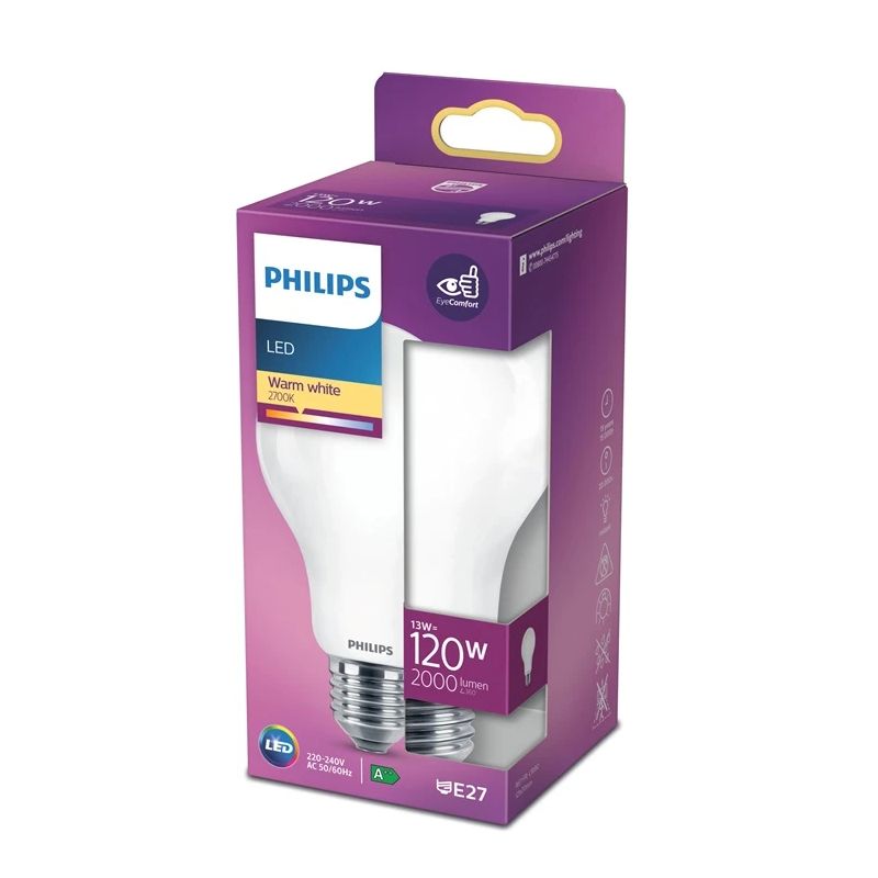 LED spuldze PHILIPS. A67. E27. 13 W. 2000 lm. 2700 K