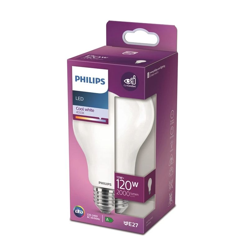 LED spuldze PHILIPS. A67. E27. 13 W. 2000 lm. 4000 K