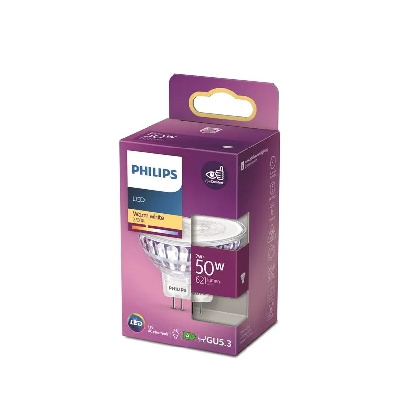 LED Bulb Philips MR16. 36°. 7W. GU5.3. 2700K. 621lm