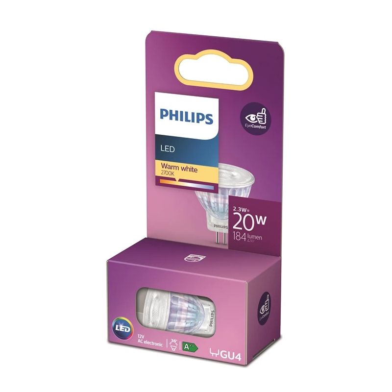 LED spuldze PHILIPS. MR11. GU4. 2.3 W. 200 lm. 2700 K