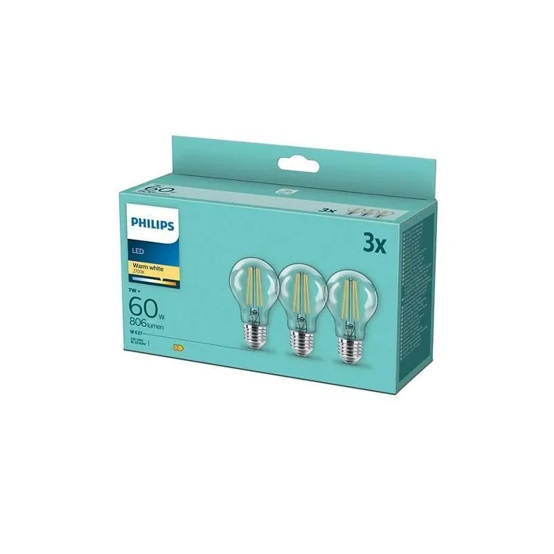 Лампочка Philips LED, A60, 2700 °К, E27, 7 Вт, 806 лм
