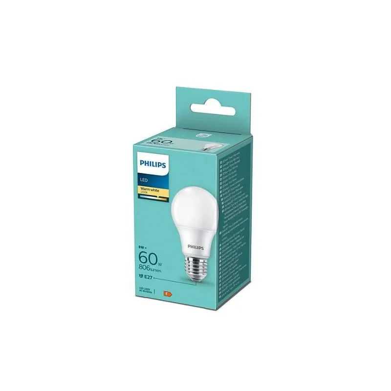 Lemputė Philips LED, A60, 2700 °K, E27, 8 W, 806 lm