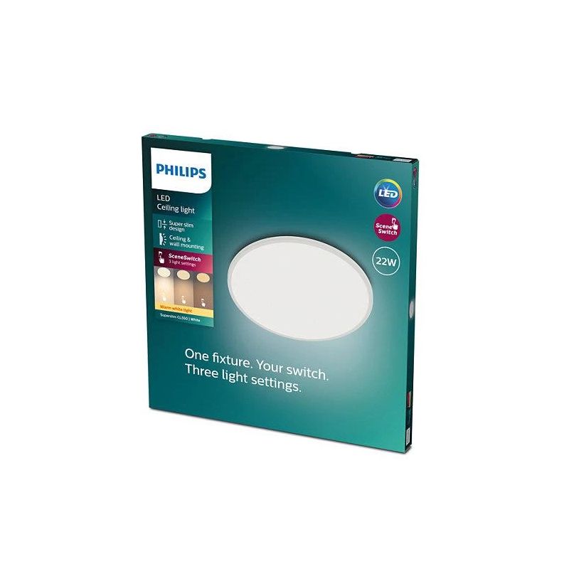Lampa Philips Superslim. 22W. 2700°K. balta