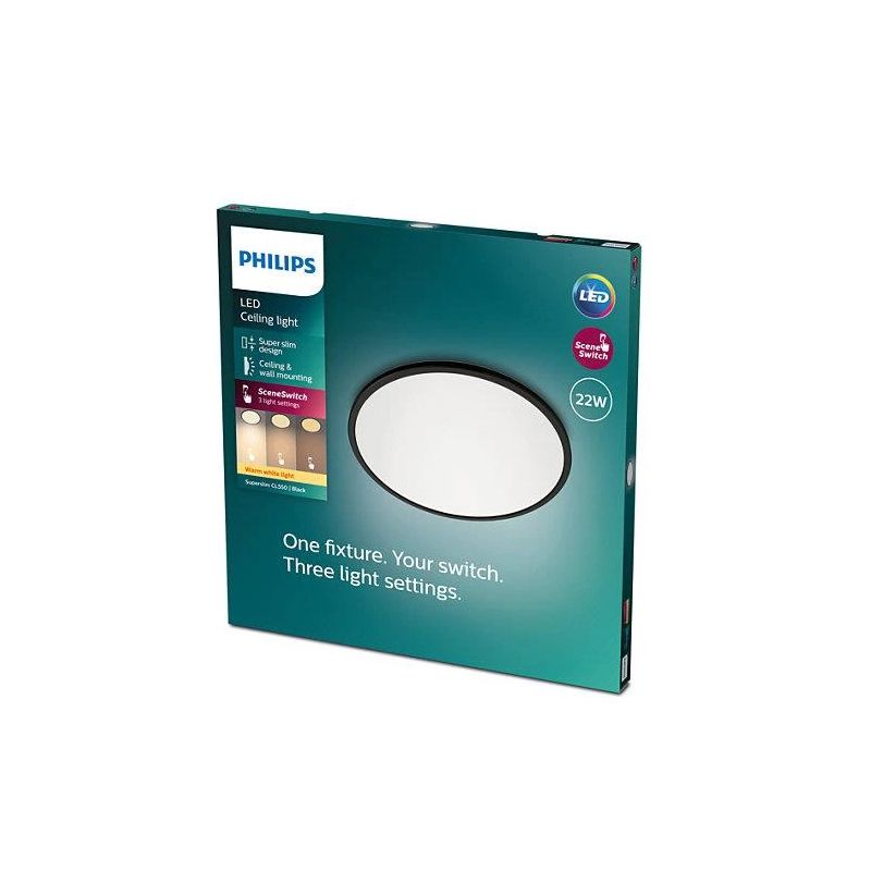 Lampa Philips Superslim. 22W. 2700°K. melna