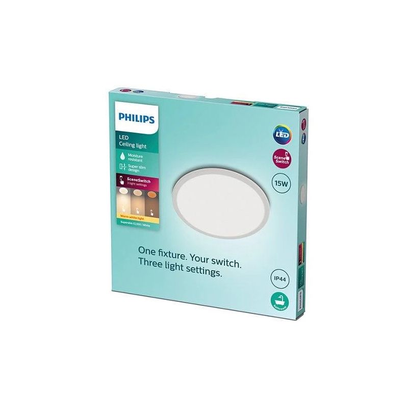 Lampa Philips Superslim. 15W. 2700°K. balta