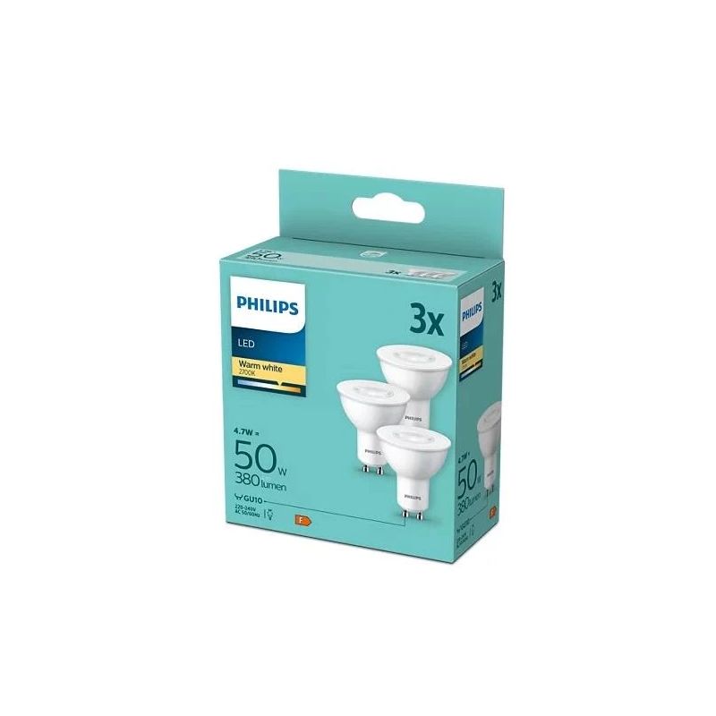 Spuldze Philips LED. PAR16. 2700 °K. GU10 4.7 W 380 lm 3 gab