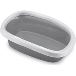 Kaķu tualete SPRINT 20 ar apmali ,balts-pelēks, 39x58x17cm