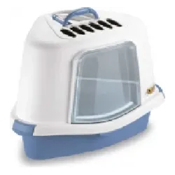 Stefanplast Kaķu stūra tualete SPRINT CORNER PLUS ar vāku balts-nord.zils 40x56x40cm