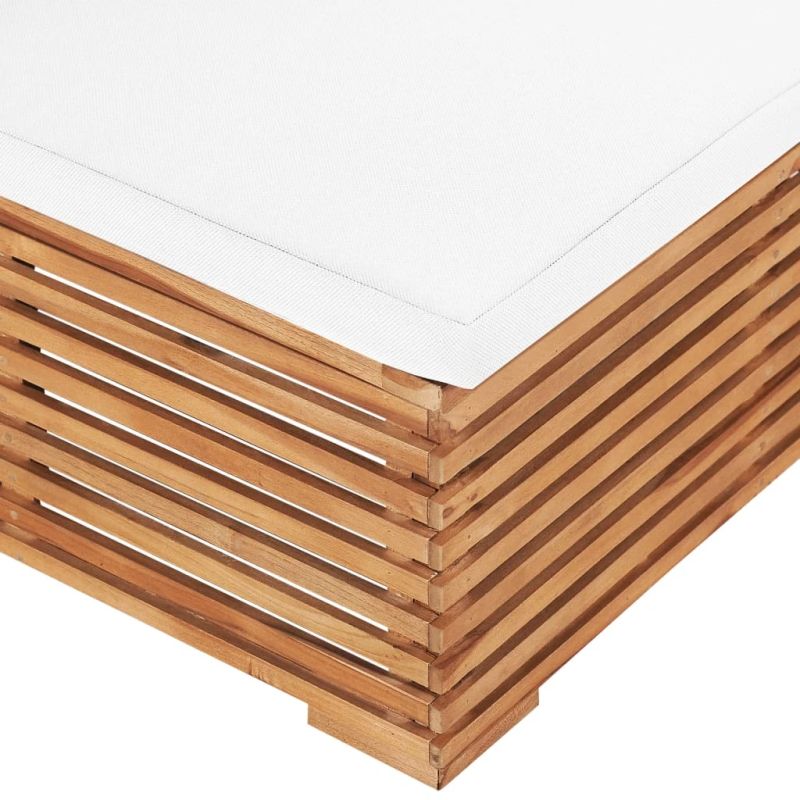 vidaXL dārza vidējais dīvāns ar krēmkrāsas spilvenu, masīvs tīkkoks