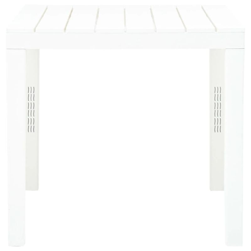 vidaXL dārza galds, 78x78x72 cm, balta plastmasa