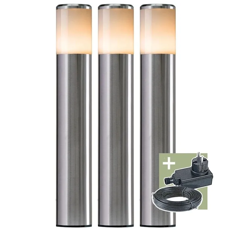 Savienojams āra apgaismojums Ludeco Sten, 1W, LED, IP44, sudraba krās., 5.6 cm x 34.8 cm