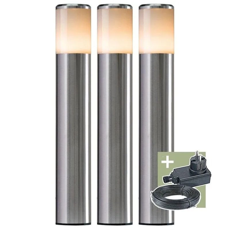 Įsmeigiamas lauko šviestuvas Ludeco Sten, 1W, LED, IP44, sidabro sp., 5.6 cm x 34.8 cm