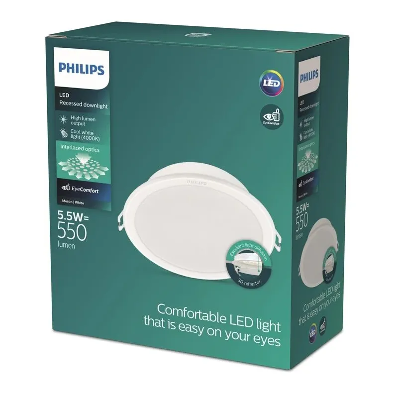 Lampa padziļinājums Philips Meson, 4000°K, LED, balta krās.