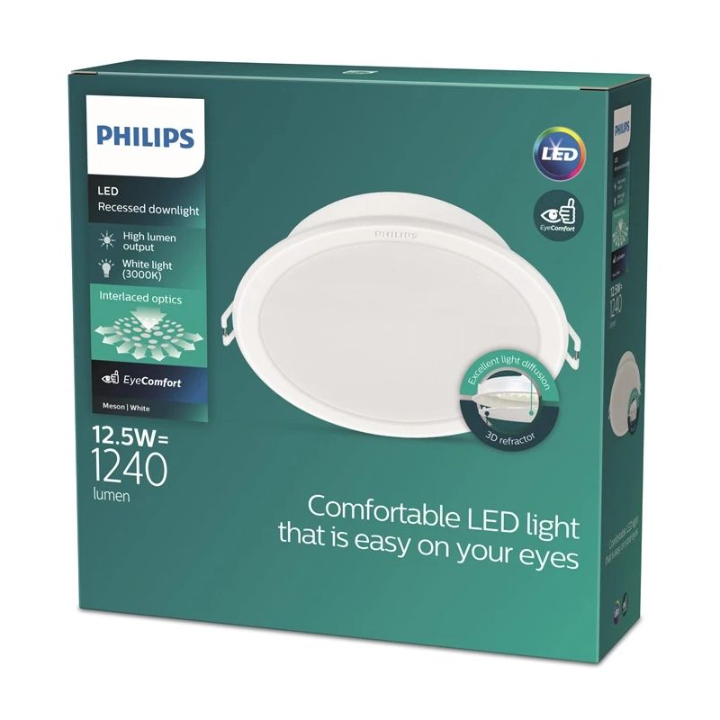Iebūvēta lampa Philips Meson. 12.5W. 3000°K. LED. balta