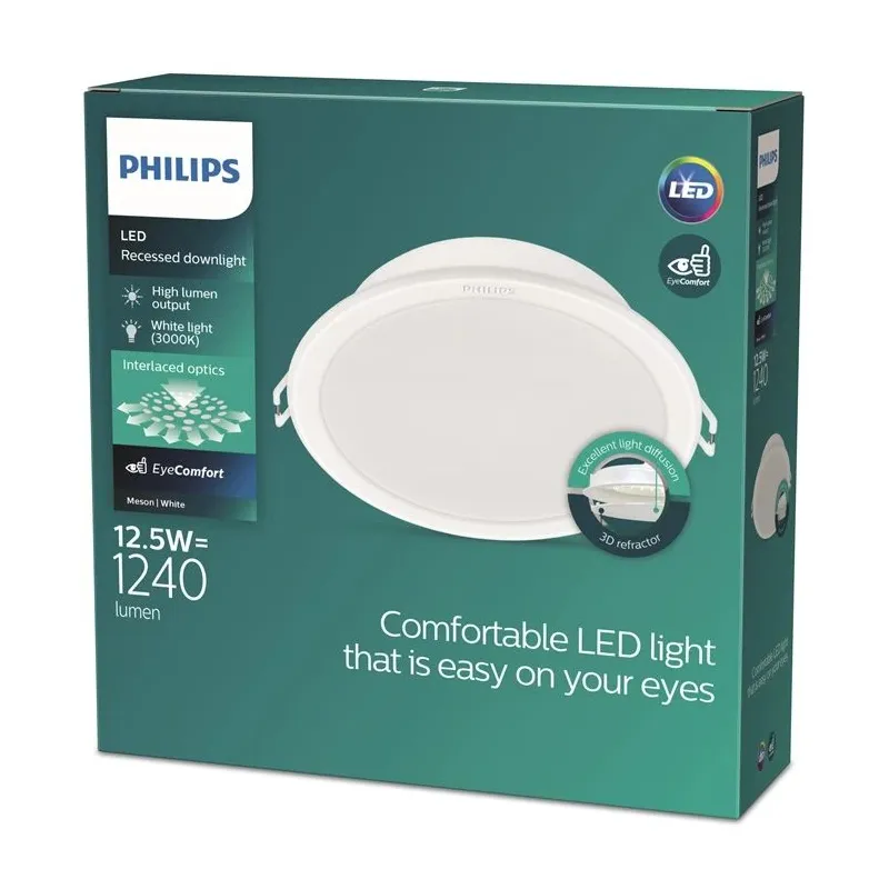 Lampa padziļinājums Philips Meson, 3000°K, LED, balta krās.