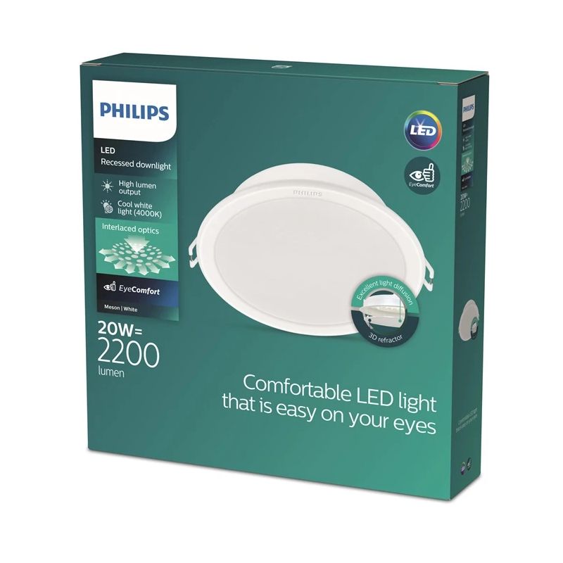 Iebūvēta lampa Philips Meson. 20W. 4000°K. LED. balta