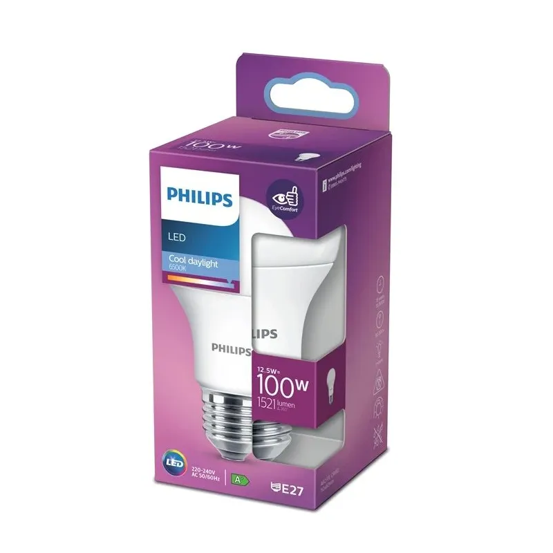 LED spuldze PHILIPS. A60. E27. 12.5 W. 1521 lm. 6500 K
