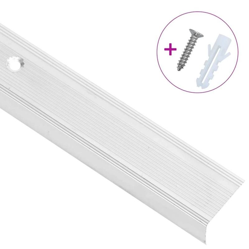 vidaXL kāpņu profili, 5 gab., L forma, 90 cm, sudraba krāsas alumīnijs