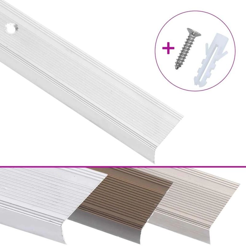 vidaXL kāpņu profili, 15 gb., L forma, 90 cm, sudraba krāsas alumīnijs