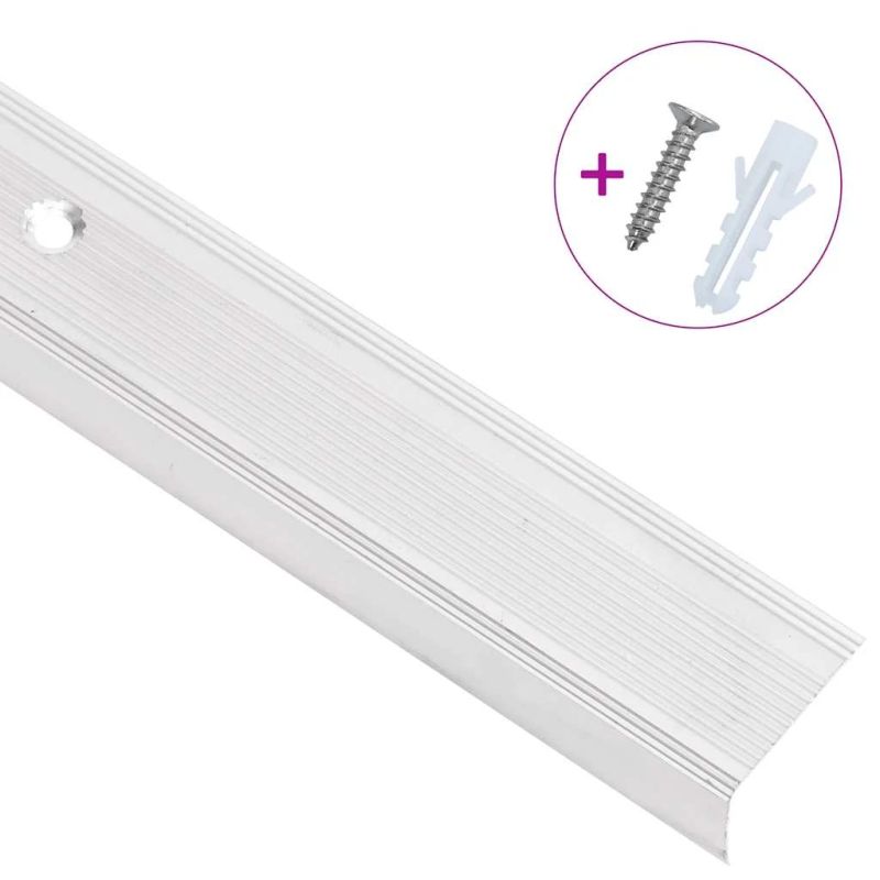 vidaXL kāpņu profili, 15 gb., L forma, 90 cm, sudraba krāsas alumīnijs