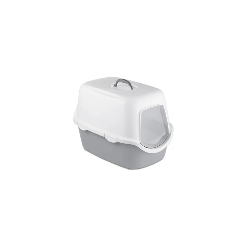 Kaķu tualete CATHY ar vāku ,balts-pelēks, 56x40x40 cm