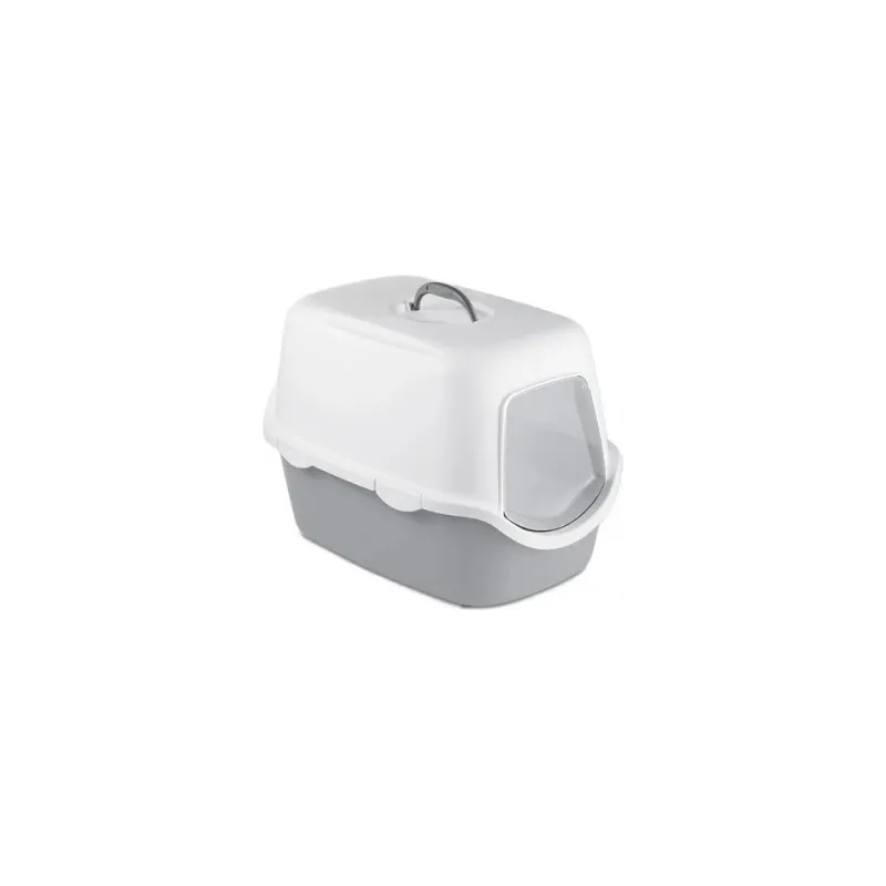 Kaķu tualete CATHY ar vāku ,balts-pelēks, 56x40x40 cm