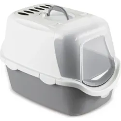 Туалет закрытый для кошек CATHY Easy Clean белый-серый 56x40x40 cm