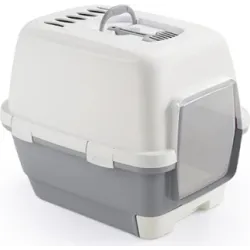Kaķu tualete CATHY Clever&Smart ar vāku ,balts-pelēks, 58x45x48 cm