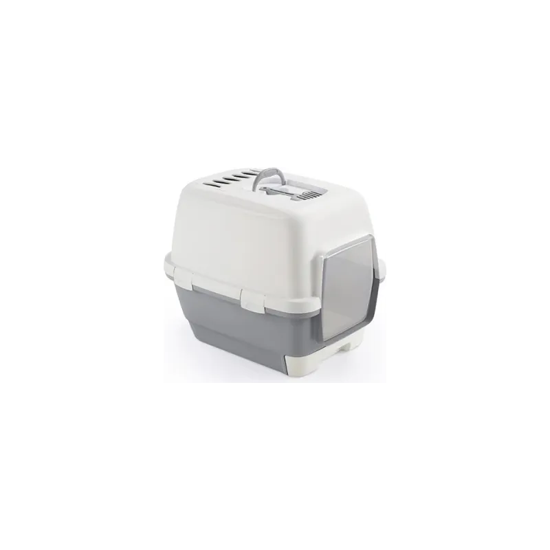 Kaķu tualete CATHY Clever&Smart ar vāku ,balts-pelēks, 58x45x48 cm