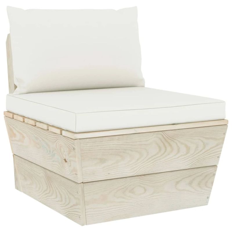 vidaXL 3-daļīgs dārza palešu mēbeļu komplekts ar matračiem, egles koks