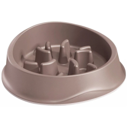 Suņu bļoda lēnai ēšanai, neslīdoša, gaiši brūna, 1 l