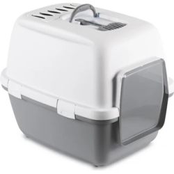 Kaķu tualete CATHY COMFORTar vāku ,balts-pelēks, 58x45x48 cm