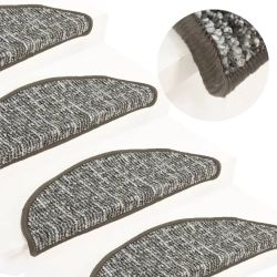 vidaXL kāpņu paklāji, 15 gab., antracītpelēki, 65x21x4 cm