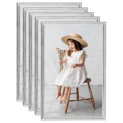 vidaXL foto rāmji, 5 gab., sienai, sudrabaini, 70x90 cm, MDF