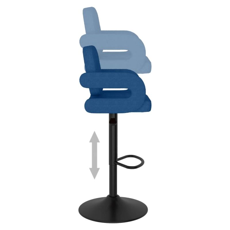 vidaXL bāra krēsli, 2 gab., zils audums