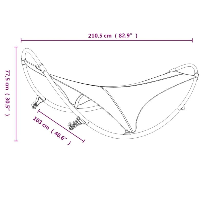 vidaXL sauļošanās šūpuļkrēsls ar riteņiem, tērauds un melns tekstilēns