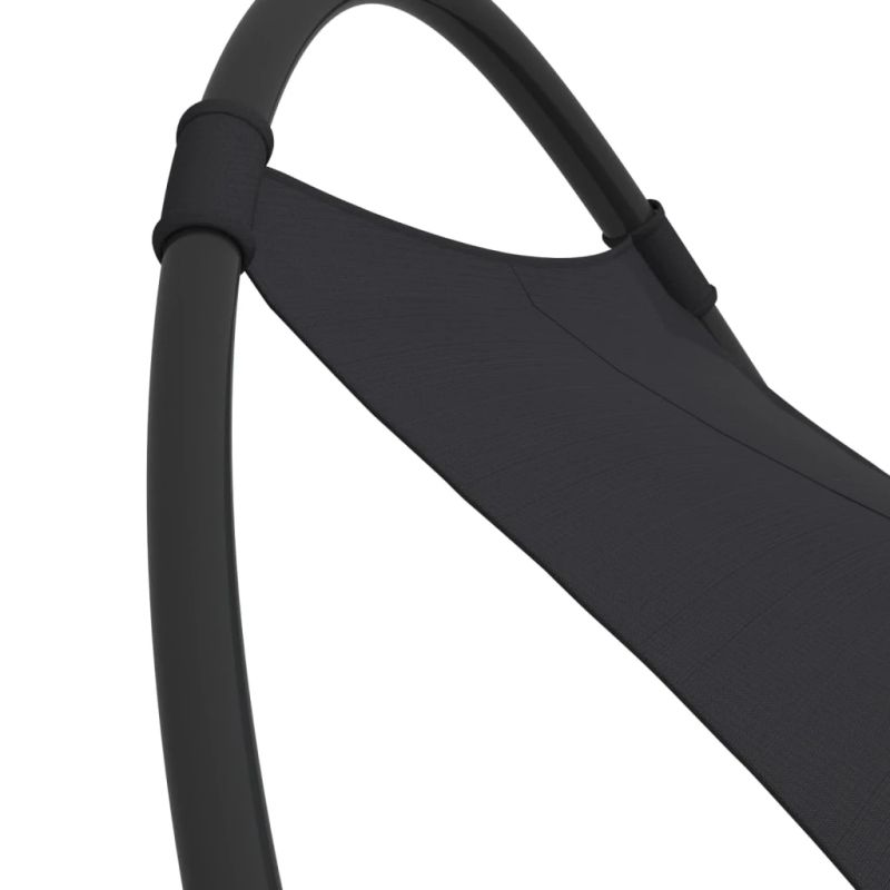 vidaXL sauļošanās šūpuļkrēsls ar riteņiem, tērauds un melns tekstilēns